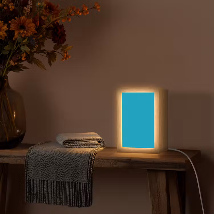 Deep - Turquoise - Turkoois Light Box met kabel (Tafellamp) klein 925 -sfeer4