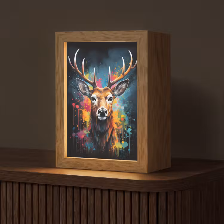 Hert - Graffiti - Dieren - Kleuren Light Box met kabel (Tafellamp) klein -z3d_website