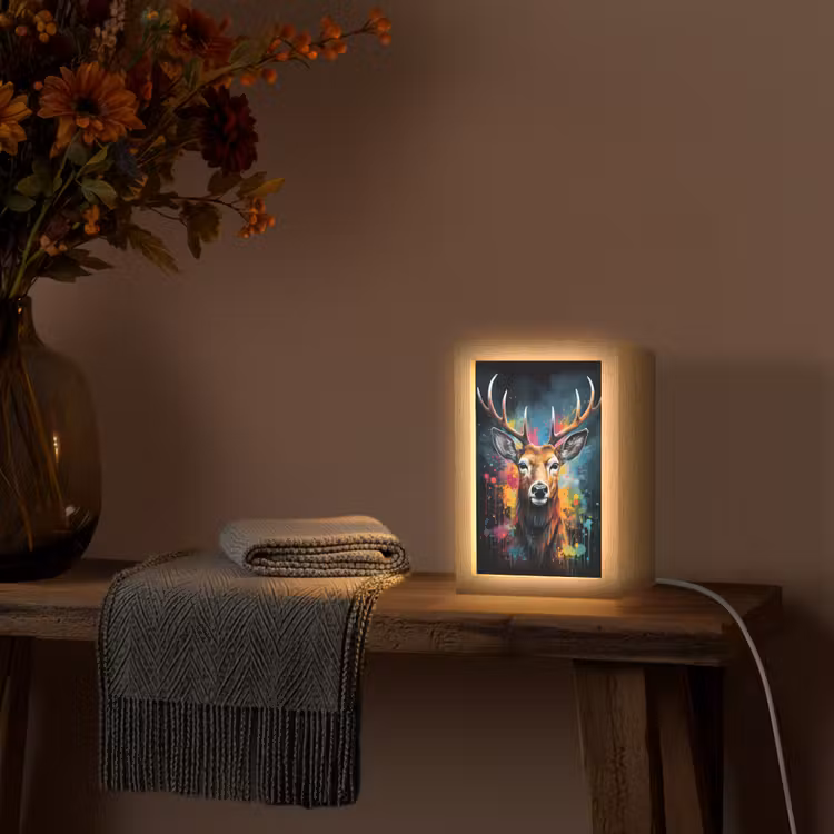 Hert - Graffiti - Dieren - Kleuren Light Box met kabel (Tafellamp) klein -sfeer4