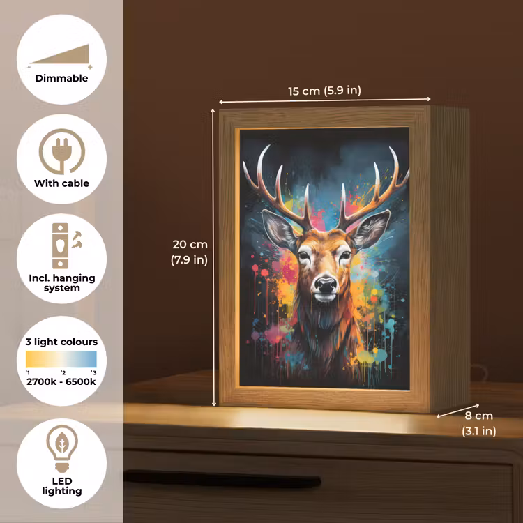 Hert - Graffiti - Dieren - Kleuren Light Box met kabel (Tafellamp) klein -USP_EN