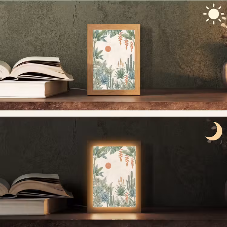 Woestijn - Planten - Groen Light Box met kabel (Tafellamp) klein -sfeer3