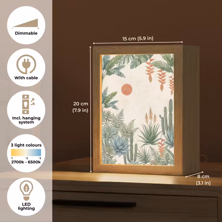 Woestijn - Planten - Groen Light Box met kabel (Tafellamp) klein -USP_EN