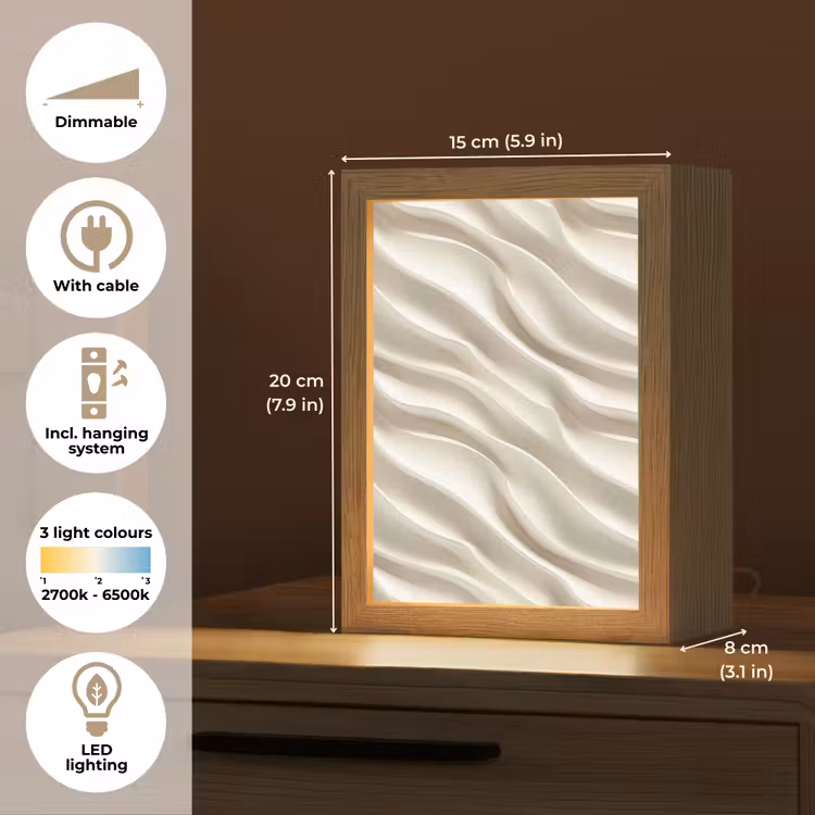 Diagonaal - Golven - Crème Light Box met kabel (Tafellamp) klein 925 -USP_EN