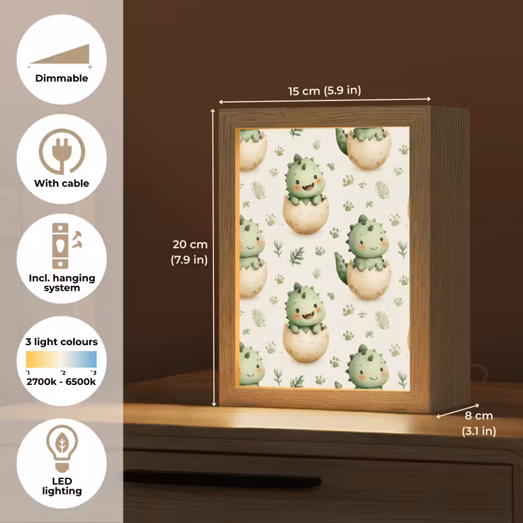Dino - Eieren - Groen Light Box met kabel (Tafellamp) klein 925 -USP_EN