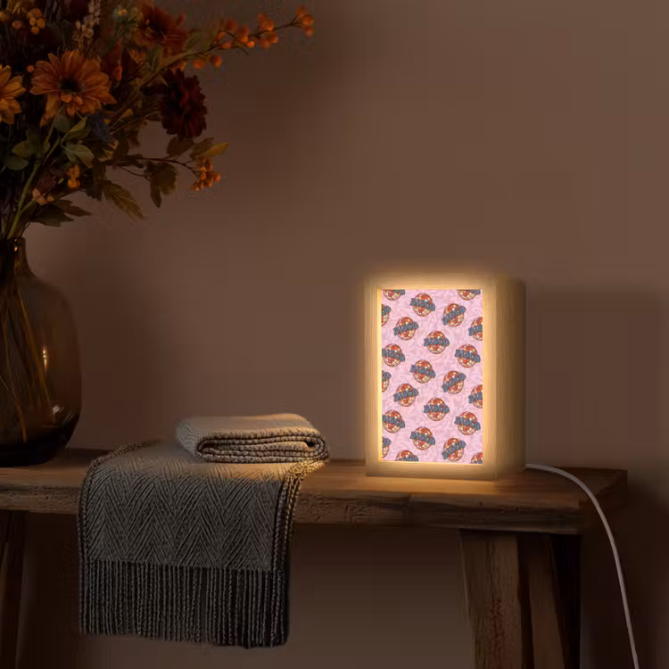 Disco - Bal - Patroon - Roze Light Box met kabel (Tafellamp) klein 925 -sfeer4
