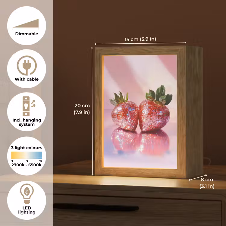 Disco - Fruit - Glitter - Strawberry Light Box met kabel (Tafellamp) klein -USP_EN