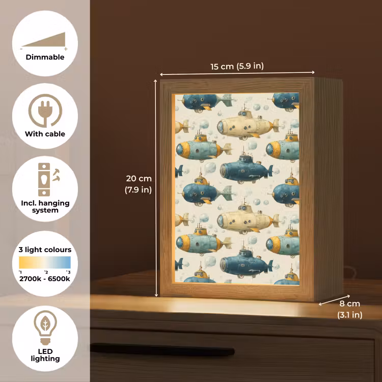 Duikboot - Fantasie - Kleurrijk Light Box met kabel (Tafellamp) klein 925 -USP_EN