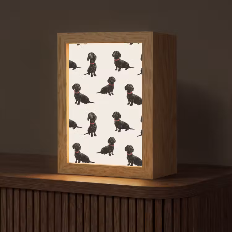 Hond - Patroon - Zwart Light Box met kabel (Tafellamp) klein 925 -z3d_website