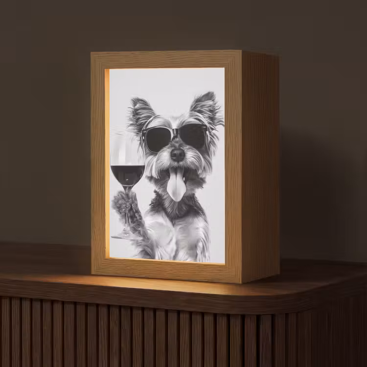 Hondje - Wijnglas - Zonnebril - Enthousiast Light Box met kabel (Tafellamp) klein -z3d_website