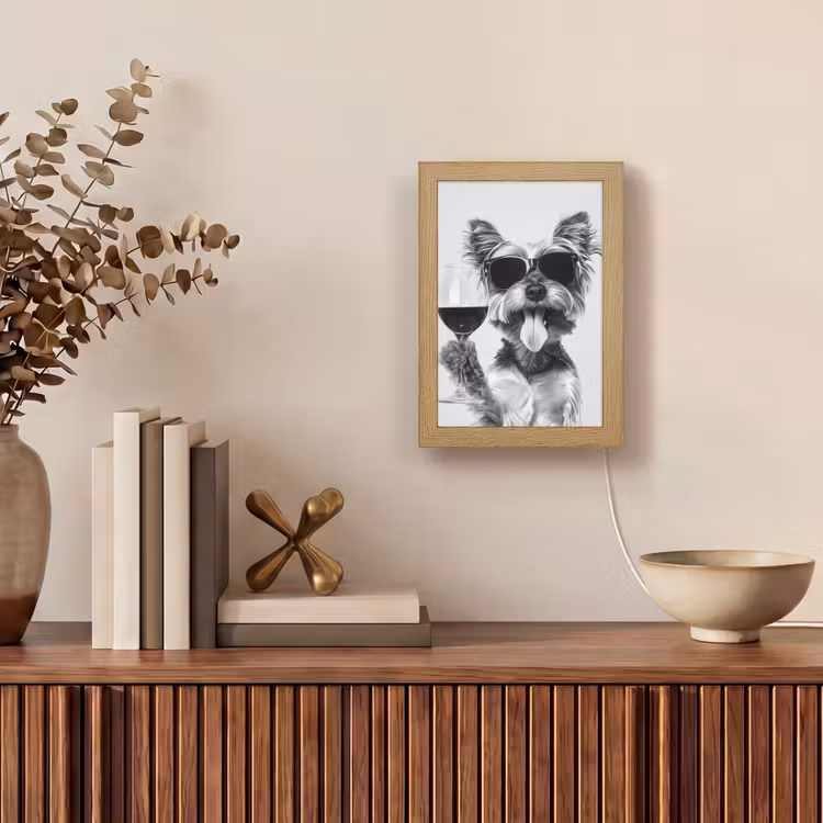 Hondje - Wijnglas - Zonnebril - Enthousiast Light Box met kabel (Tafellamp) klein -sfeer2