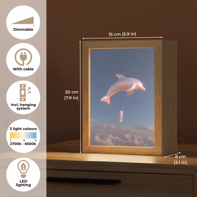 Dolfijn - Roze - Astronaut Light Box met kabel (Tafellamp) klein -USP_EN