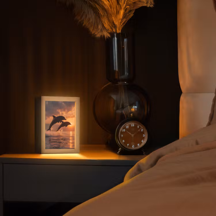 Dolfijnen - Zee - Realistisch Light Box met kabel (Tafellamp) klein -sfeer1