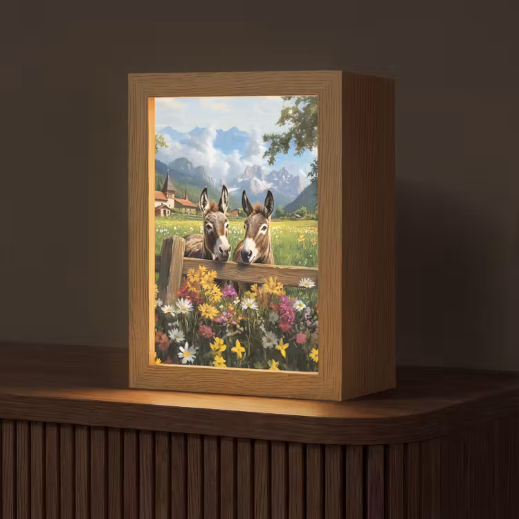 Ezels - Bloemen - Zomers Light Box met kabel (Tafellamp) klein -z3d_website
