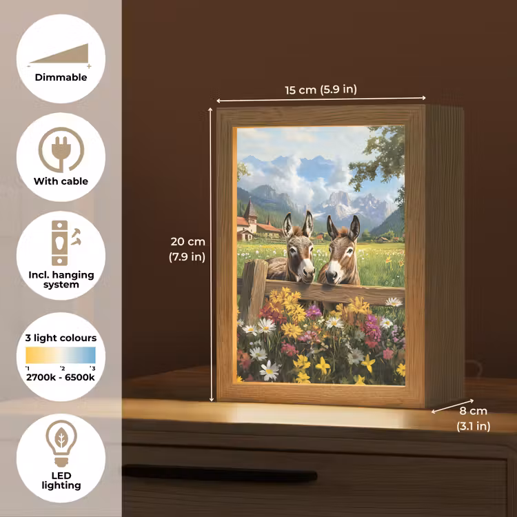 Ezels - Bloemen - Zomers Light Box met kabel (Tafellamp) klein -USP_EN