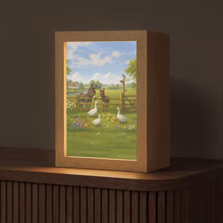 Ezels - Ganzen - Kleurrijk Light Box met kabel (Tafellamp) klein -z3d_website