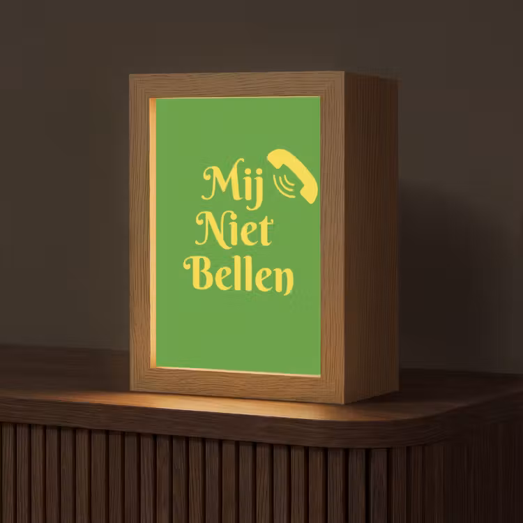 Mij niet bellen - Telefoon - Groen Light Box met kabel (Tafellamp) klein -z3d_website