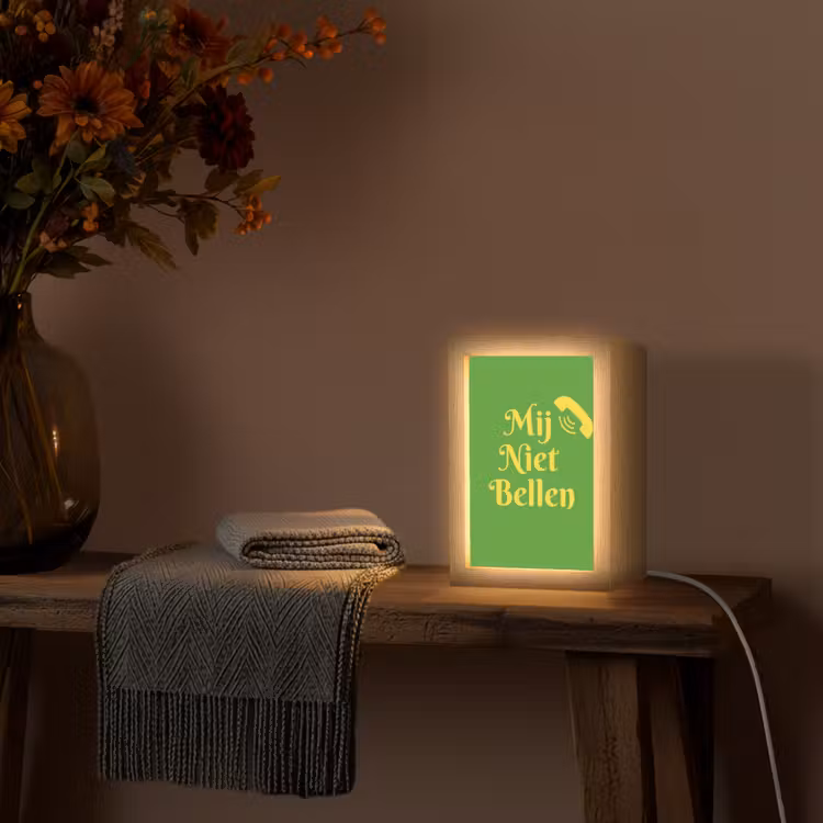 Mij niet bellen - Telefoon - Groen Light Box met kabel (Tafellamp) klein -sfeer4