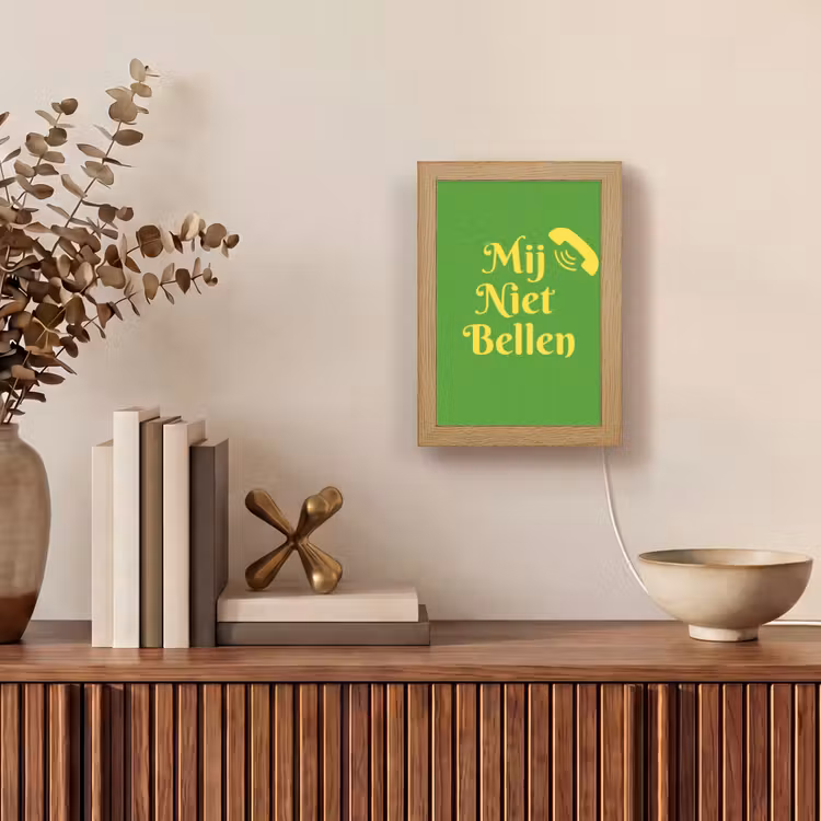 Mij niet bellen - Telefoon - Groen Light Box met kabel (Tafellamp) klein -sfeer2
