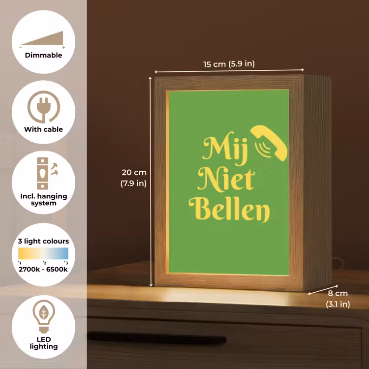 Mij niet bellen - Telefoon - Groen Light Box met kabel (Tafellamp) klein -USP_EN