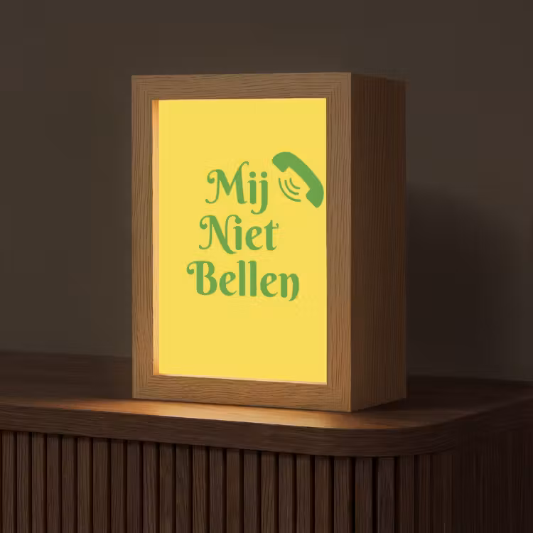 Mij niet bellen - Telefoon - Geel Light Box met kabel (Tafellamp) klein -z3d_website