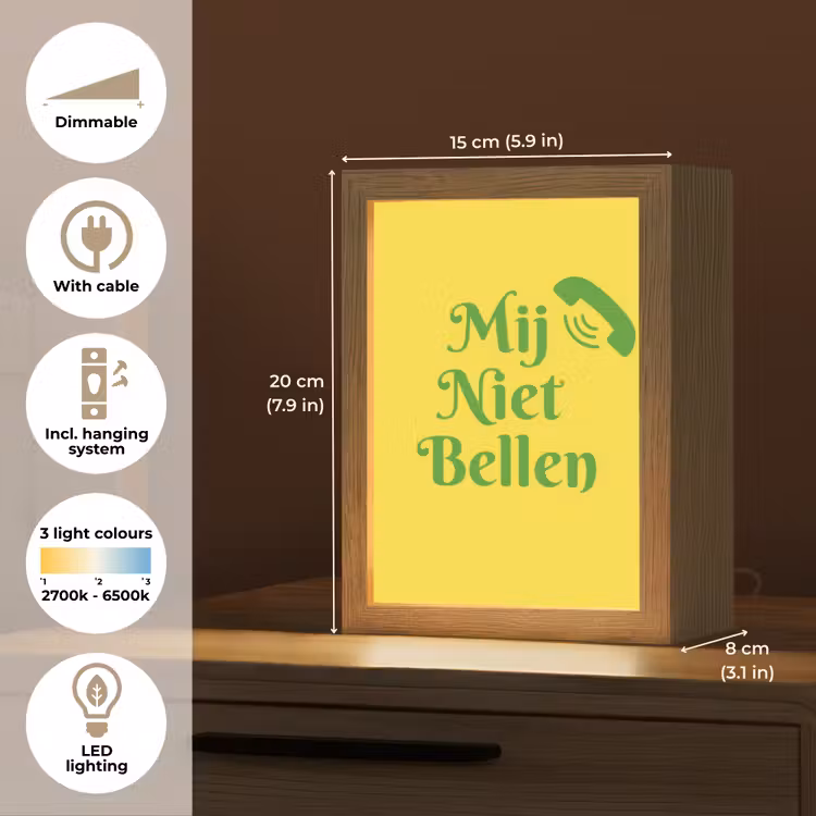 Mij niet bellen - Telefoon - Geel Light Box met kabel (Tafellamp) klein -USP_EN