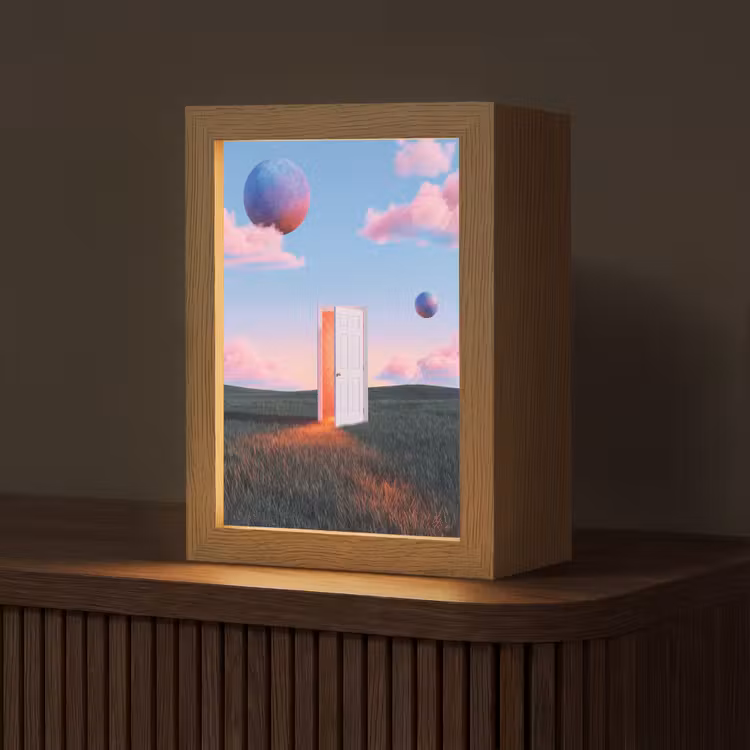 Table Lamp - Door - Fantasy - Space - Deur - Fantasie - Ruimte Light Box met kabel (Tafellamp) klein