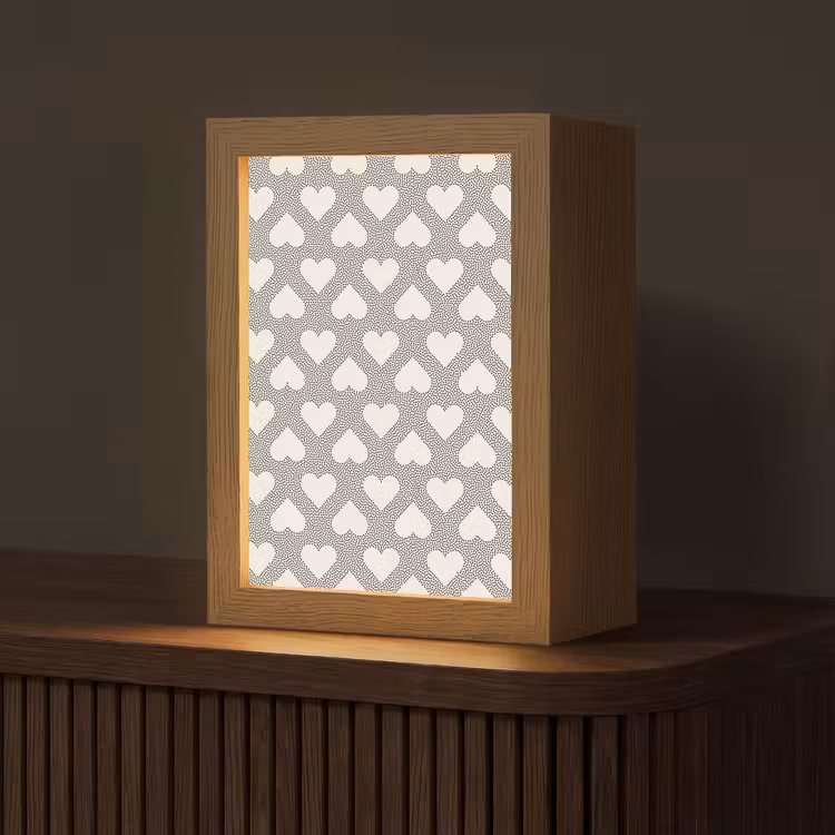 Stippen - Hart - Zwart - Wit Light Box met kabel (Tafellamp) klein 925 -z3d_website