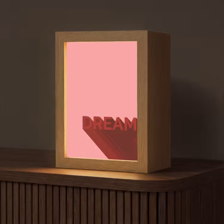 Dream - 3D - Rood - Roze Light Box met kabel (Tafellamp) klein -z3d_website