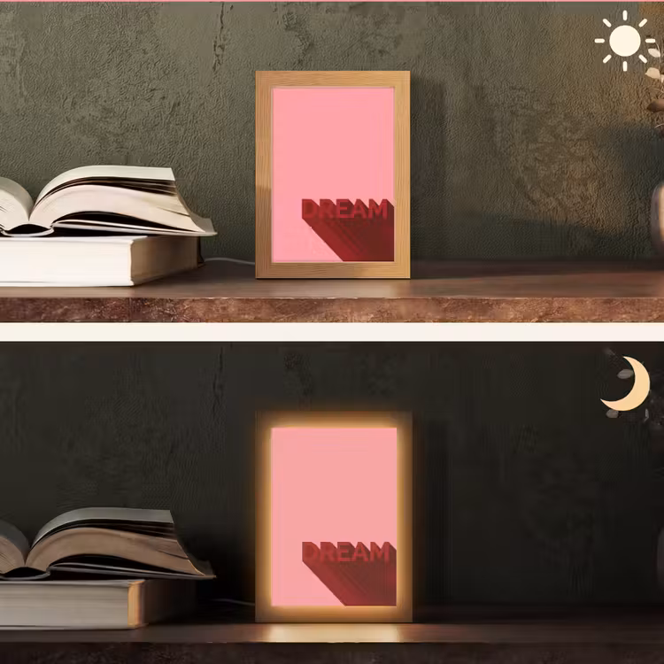 Dream - 3D - Rood - Roze Light Box met kabel (Tafellamp) klein -sfeer3