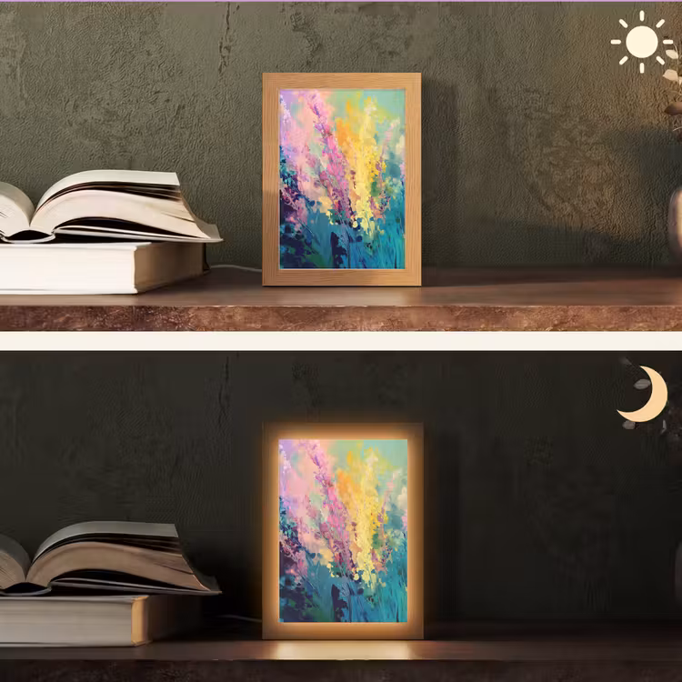 Dromerige - Langgerekte bloemen Light Box met kabel (Tafellamp) klein -sfeer3