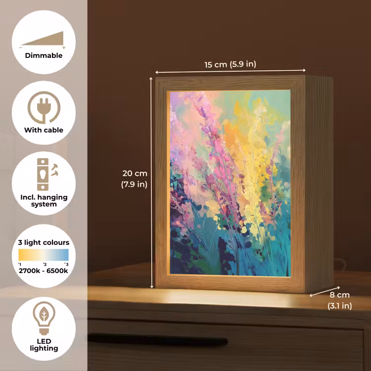 Dromerige - Langgerekte bloemen Light Box met kabel (Tafellamp) klein -USP_EN