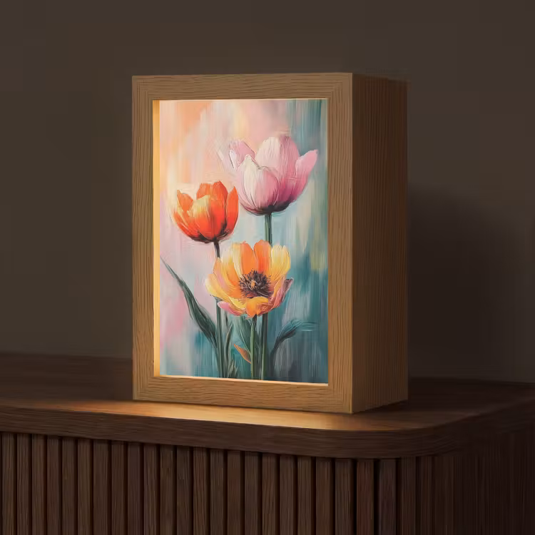 Dromerig - Bloemen - Verfijnde details Light Box met kabel (Tafellamp) klein -z3d_website