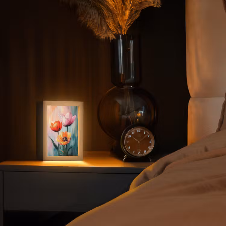 Dromerig - Bloemen - Verfijnde details Light Box met kabel (Tafellamp) klein -sfeer1