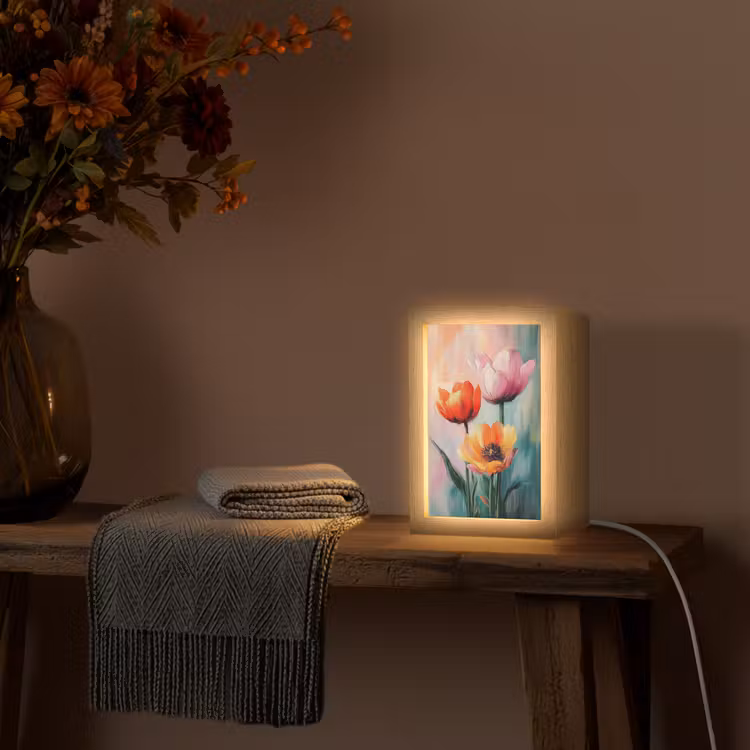 Dromerig - Bloemen - Verfijnde details Light Box met kabel (Tafellamp) klein -sfeer4