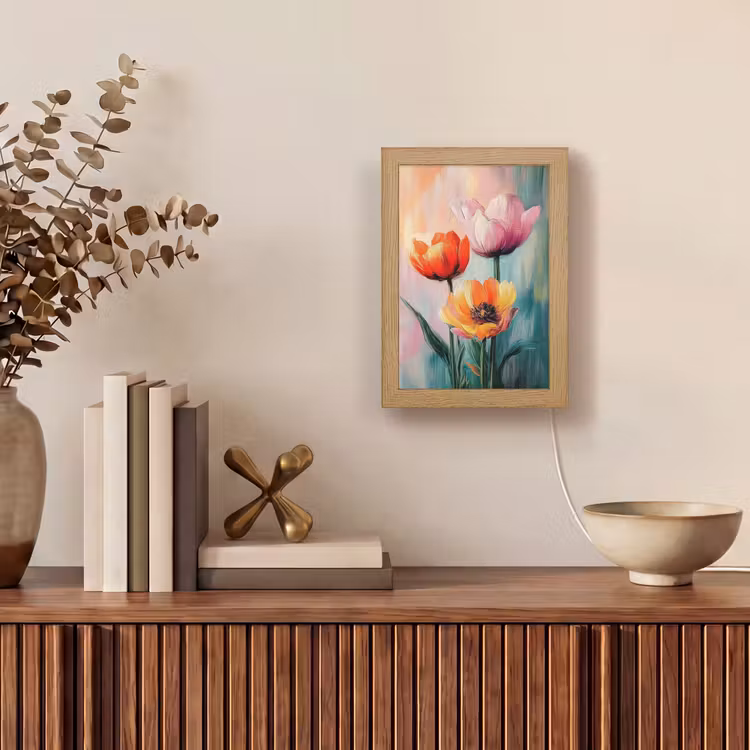 Dromerig - Bloemen - Verfijnde details Light Box met kabel (Tafellamp) klein -sfeer2