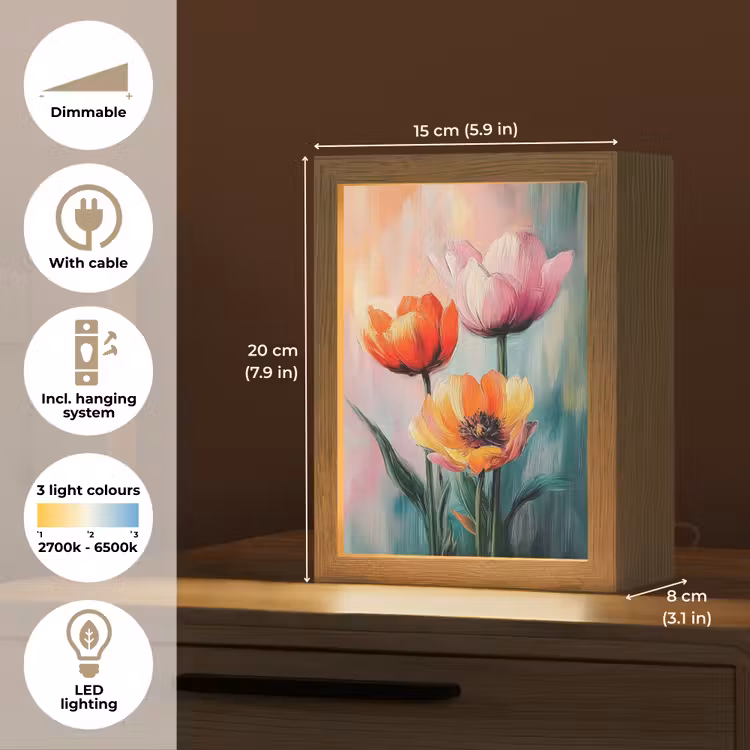Dromerig - Bloemen - Verfijnde details Light Box met kabel (Tafellamp) klein -USP_EN