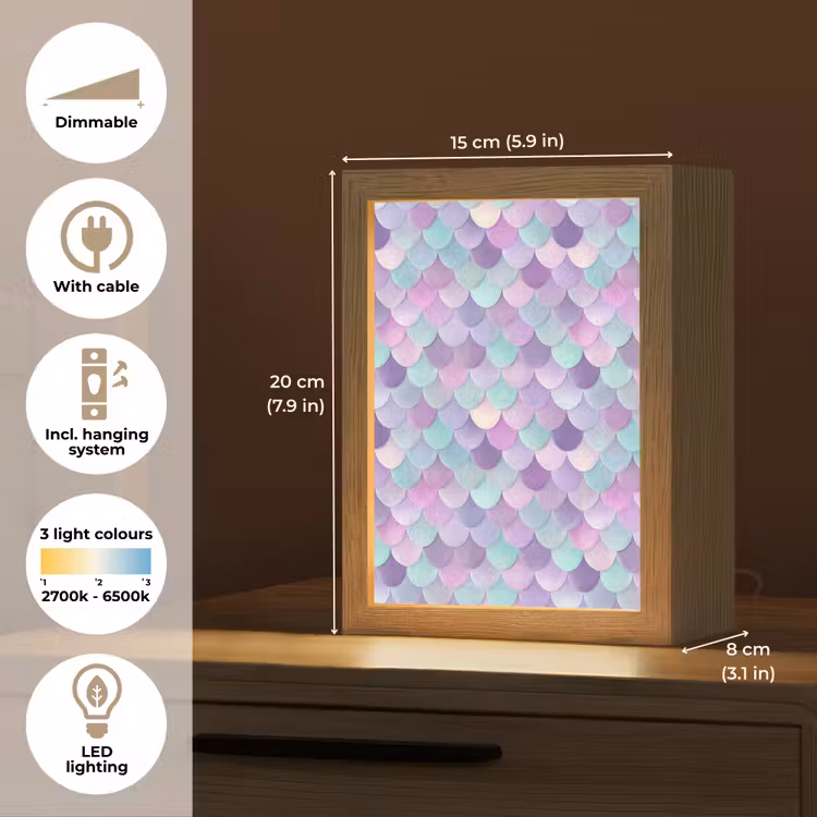 Dromerig - Zeemeermin - Pastel Light Box met kabel (Tafellamp) klein 925 -USP_EN