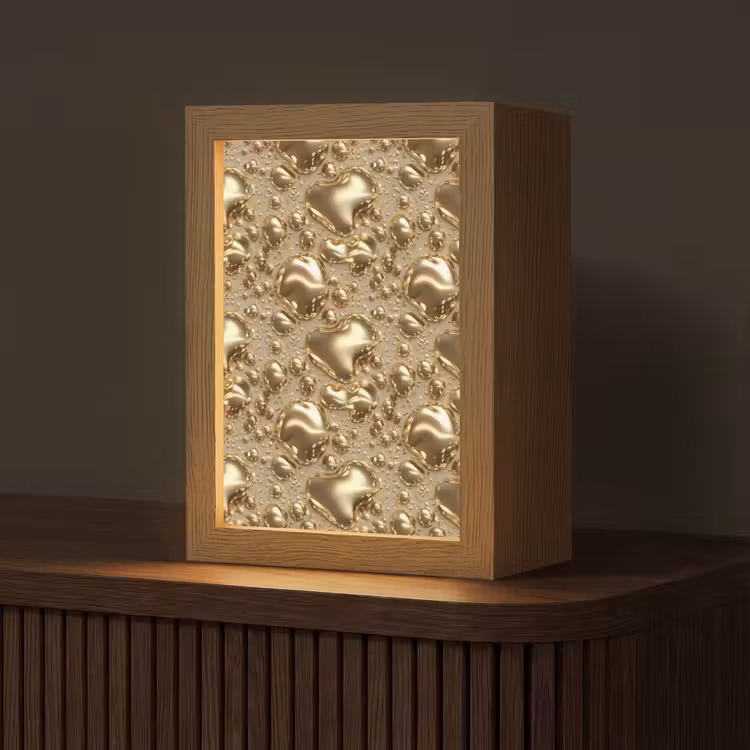 Druppels - Organisch - Goud Light Box met kabel (Tafellamp) klein 925 -z3d_website