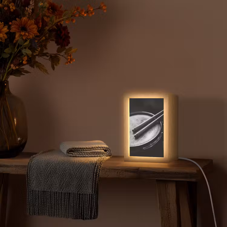 Trommel - Close-up - Drumstokken - Zwart Light Box met kabel (Tafellamp) klein -sfeer4