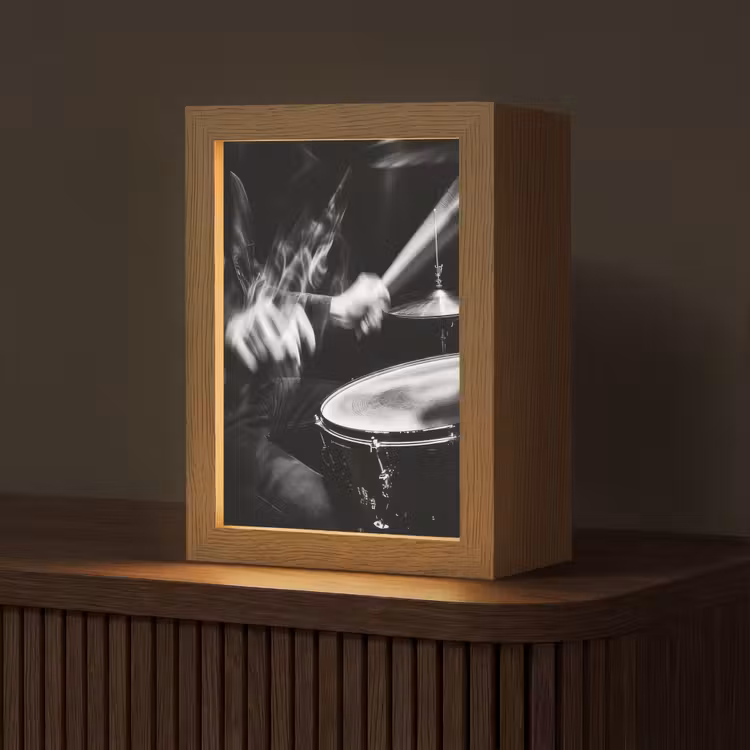 Drummer - Zwart - Drumstel Light Box met kabel (Tafellamp) klein -z3d_website