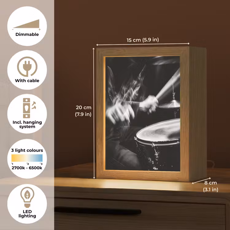 Drummer - Zwart - Drumstel Light Box met kabel (Tafellamp) klein -USP_EN