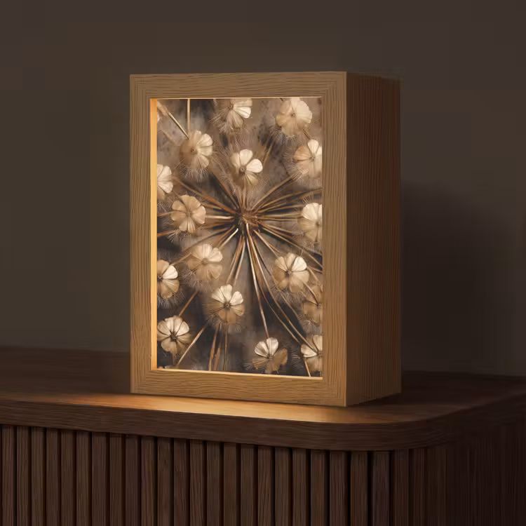 Droogbloemen - Bruin - Natuur Light Box met kabel (Tafellamp) klein -z3d_website