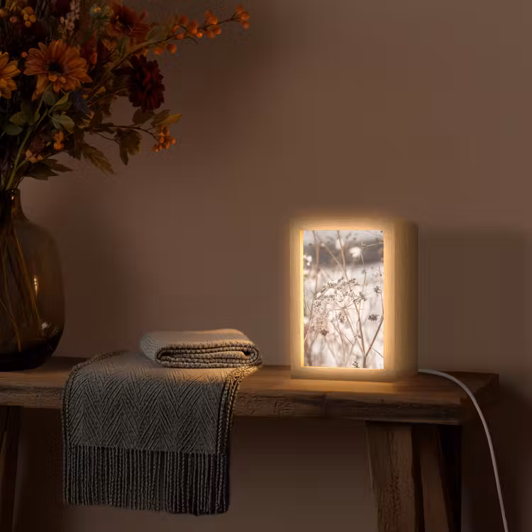 Droogbloemen - Wit - Planten Light Box met kabel (Tafellamp) klein -sfeer4