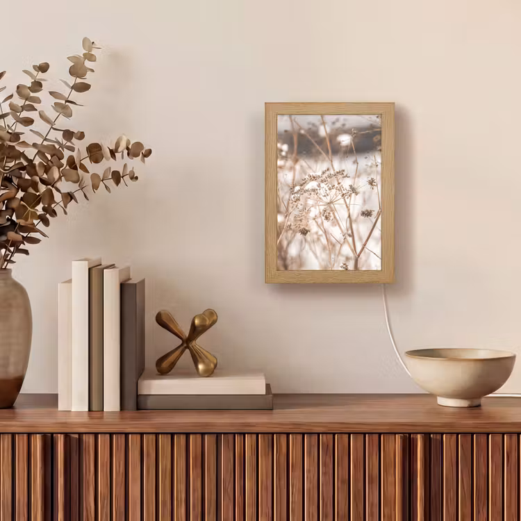 Droogbloemen - Wit - Planten Light Box met kabel (Tafellamp) klein -sfeer2