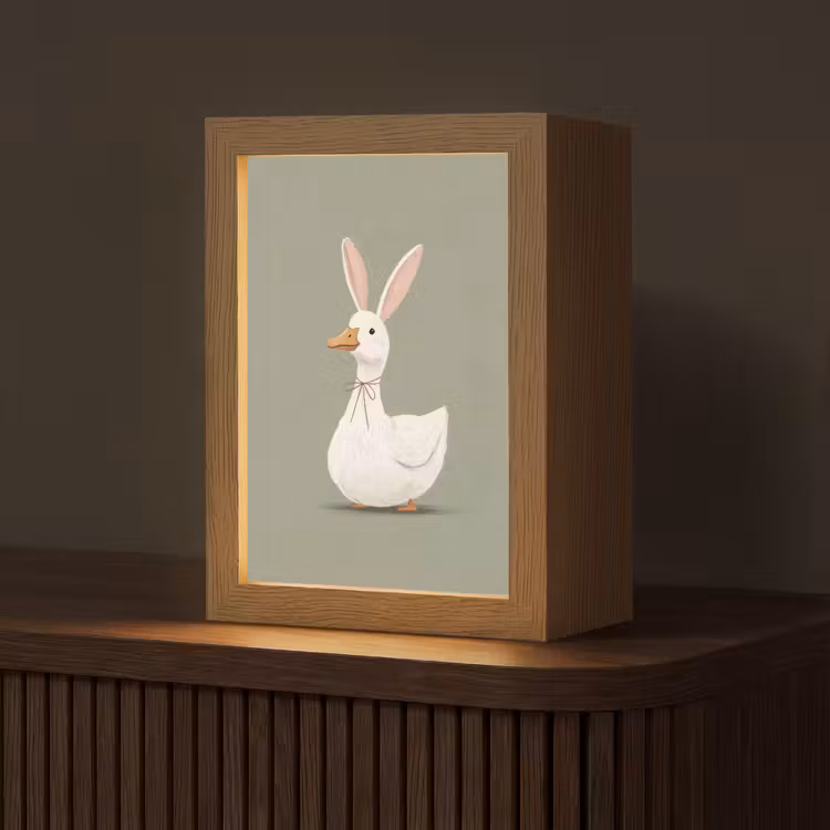 Eend - Konijnoren - Grijs Light Box met kabel (Tafellamp) klein -z3d_website