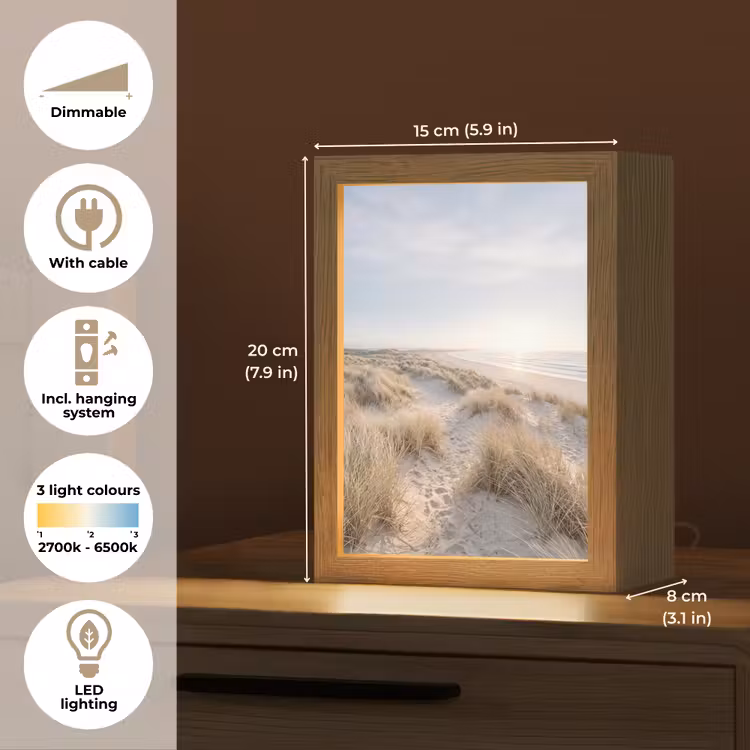 Duinen - Strand - Beige Light Box met kabel (Tafellamp) klein -USP_EN