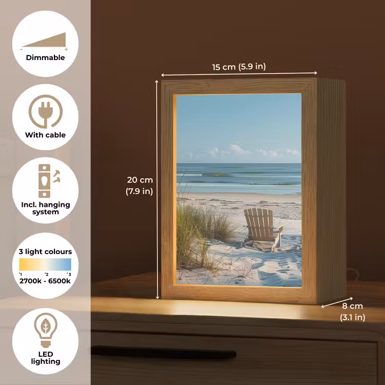 Duinen - Strand - Zee - Zomer Light Box met kabel (Tafellamp) klein -USP_EN