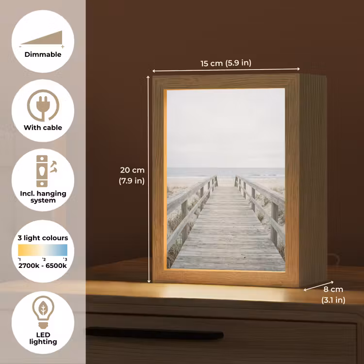 Duinen - Vlonder - Oceaan Light Box met kabel (Tafellamp) klein -USP_EN