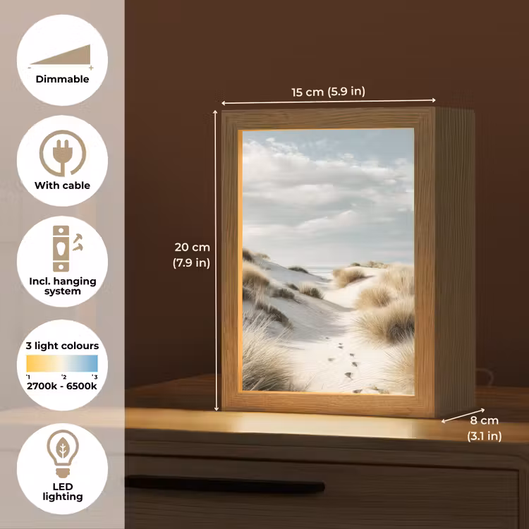 Duinen - Gras - Sporen - Wolken Light Box met kabel (Tafellamp) klein -USP_EN