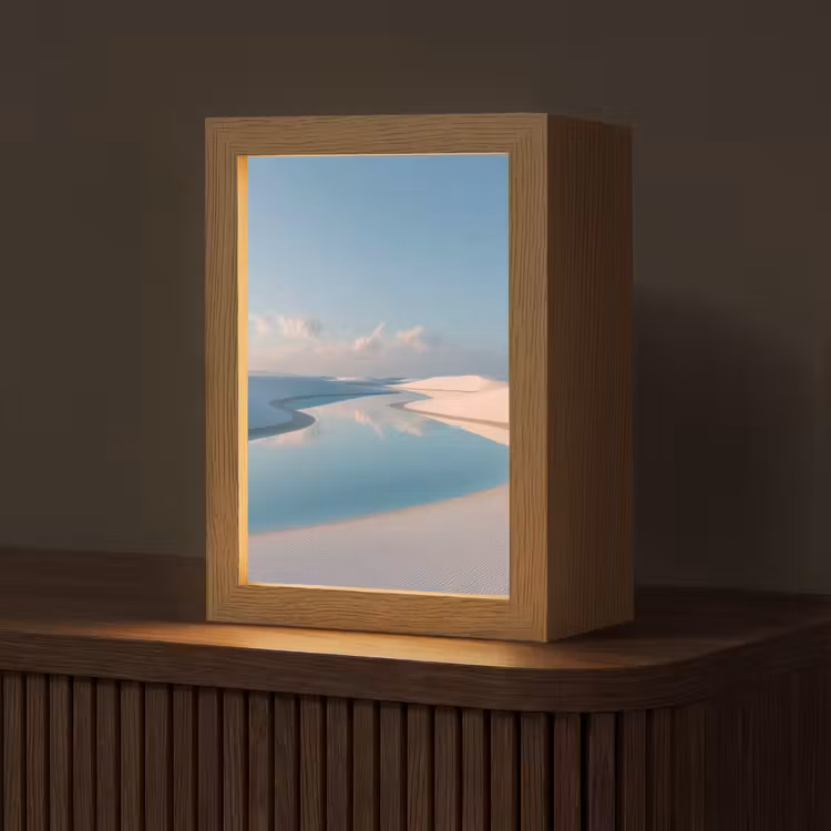 Duinen - Waterplas - Oneindige rust Light Box met kabel (Tafellamp) klein -z3d_website